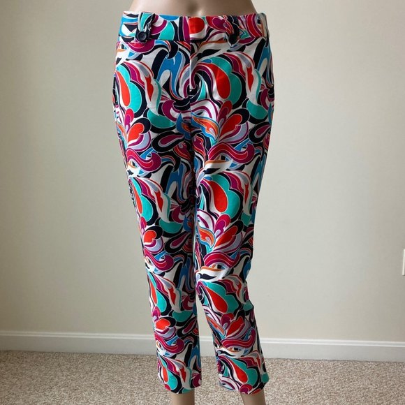 Banana Republic Capri Pants Women Size 2 Summer Cropped Bright Colorful Floral - Picture 5 of 12